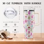 wmvhdiw 30 oz Pickleball Coffee Mug Vacuum Insulated Travel Tumbler with Handle, Lid & Straw - Perfect Pickleball Gifts for Players, Coaches, Lovers | Pickleball Accessories