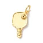 Clotiry 10Pcs Brass Pickleball Sport Pendants Golden Racket Dangle Charms for DIY Jewelry Bracelet Earring Making