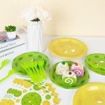 OBUSATT 96Pcs Pickleball Party Supplies Pickleball Birthday Paper Plates Napkins Pickle Ball Party Decorations Pickle Ball Dinnerware Party Favor Sport Tableware Serves 24