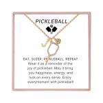 Pickleball Gifts for Women Sport Lovers Teams, Pickleball Necklace with Initial Letter, Personalized Pickleball Jewelry for Women (Gold-J)