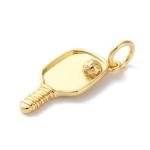 Clotiry 10Pcs Brass Pickleball Sport Pendants Golden Racket Dangle Charms for DIY Jewelry Bracelet Earring Making