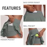 PINSPARK Womens Pleated Tennis Skirts with 3 Pockets High Waisted Athletic Skorts Skirts Cute Pickleball Skirt, Grey Sage Medium