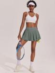 PINSPARK Womens Pleated Tennis Skirts with 3 Pockets High Waisted Athletic Skorts Skirts Cute Pickleball Skirt, Grey Sage Medium