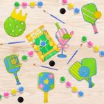 Pzhgoct Pre-Packed Pickleball Party Favors: 12 PCS Pickleball Party Decorations Wooden Painting Craft Kits with Cards - Pickleball Birthday Party Decorations Stuffers Gifts Supplies for Kids Adults