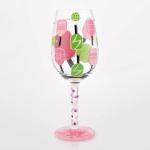 Enesco Lolita Dink then Drink Pickleball Hand-Painted Artisan Wine Glass, 15 Ounce, Multicolor