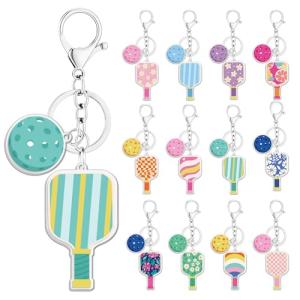 Shejdgart Pickleball Keychain Gifts for Women, 12PCS Dinkball Party Favors Decorations for Players, Aesthetic Pickleball Acrylic Keychain Bulk Gift for Sport Lover