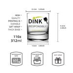 Dink Responsibly Pickleball Whiskey Glass, Pickle Ball Dink Responsibly pickleball Lovers Stemless Wine Tumbler Gift for Men or Partners Players Insulated Stainless Steel Wine Glass-54
