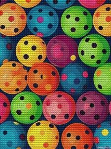 5D Diamond Painting Kits for Adults, Pickleball Balls Colors Pattern Diamond Art Kits for Beginners, DIY Full Round Drill Paint with Diamond Pictures Gem Art And Crafts for Home Decor 12x16 Inch