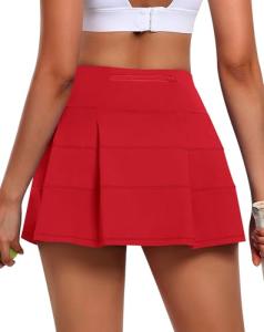 JoyGirl Womens Tennis Skirt with Shorts Pleated Golf Skirt High Waist Pickleball Skirts Athletic Skorts with Pockets (Red,Small)