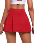 JoyGirl Womens Tennis Skirt with Shorts Pleated Golf Skirt High Waist Pickleball Skirts Athletic Skorts with Pockets (Red,Small)