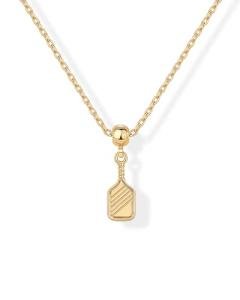 PAVOI 14K Yellow Gold Plated Cute Cubic Zirconia Pendant Necklaces with Charms Set, Hypoallergenic Adjustable Chain Dainty Gold Charm Necklace for Women, Trendy Sports Pickleball Paddle Pendant Gift