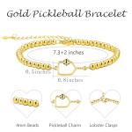 AINILOVE Gifts for Pickleball Lovers, Soccer/Baseball/Pickleball Bracelet Pickleball Stuff Jewelry Birthday Gifts for Women Men Teens Players (Gold)