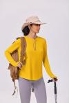 PINSPARK Workout Tops for Women Soft Long Sleeve UPF 50+ Quick Dry Lightweight Soft T Shirts Casual Pickleball Hiking Tops,Yellow Medium