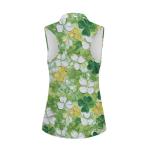POLERO Oil Painting Shamrock Golf Shirts for Women Sleeveless St Patricks Day Golf Shirt Women Collared Tennis Tank Tops Slim Fit Quarter Zip Racerback Pickleball Tops 2XL