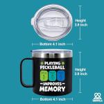 Panvola Playing Pickleball Improves Memory Pickleball Gifts Pickleball Player Insulated Coffee Mug 14oz With Handle And Lid Camping Travel Thermal Mugs 14 oz