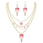 CEALXHENY Pickleball Necklace Earrings for Women Layered Pickleball Choker Necklace Pickleball Paddle Pendant Necklace Dangle Earrings Sport Game Day Accessores Gifts (Style D)