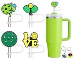 Amreich Straw Cover for Stanley Cup | Pickleball Gifts for Women - Pickleball Straw Toppers & Keychains Set for 10mm Straws Stanley Cup Accessories
