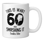 Funny Pickleball 60th Birthday 60 Years Old Love Pickleball Ceramic Mug, White