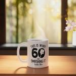 Funny Pickleball 60th Birthday 60 Years Old Love Pickleball Ceramic Mug, White