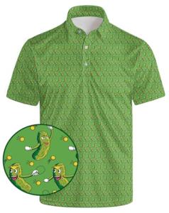 AYUNIX Golf Shirts for Men Funny Pickleball Shirts Pickles Polo Shirts Short Sleeve Performance Golf Polos