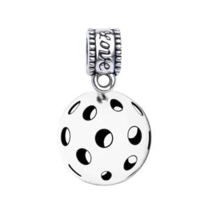 Pickleball Charm Bead – Silver-Plated Dangle Charm for Sports Lovers – Compatible with Pandora, Troll, Chamilia & European Bracelets – Pickleball Jewelry & Accessories – Gift for Players & Fans