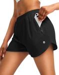 G Gradual Women's Running Shorts with Zipper Pockets Quick Dry Athletic Workout Gym 3" Short Shorts for Women with Comfy Liner (Black, Small)