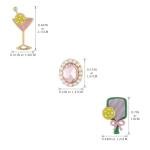 Madison Tyler 3 Pairs Game Day Earrings for Women | Sports Bowling Earrings | Pickleball Drink Rhinestones Stud Earrings Set | Fun Pink Earrings Jewelry Gift