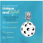 Pickleball Charm Bead – Silver-Plated Dangle Charm for Sports Lovers – Compatible with Pandora, Troll, Chamilia & European Bracelets – Pickleball Jewelry & Accessories – Gift for Players & Fans