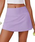 PINSPARK Womens Golf Skirt High Waisted Athletic Skirts A-line Golf Skirt for Running Sports Workout Pickleball, Purple Medium