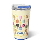 Swig Life 24oz Party Cup, Stackable Insulated Travel Coffee Tumbler with EZ Slider Lid, Cup Holder Friendly, Stainless Steel 24 oz Tumbler, Reusable Coffee Mug (Pickleball)