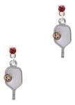 Delight Jewelry Two Tone Pickleball Paddle - Maroon Crystal Post Earrings
