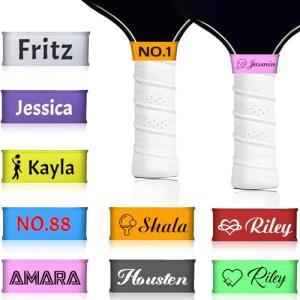 Lamdiy Personalized Pickleball Paddle Name Bands Silicone Custom Pickleballs Paddles Band for Paddle Grip on Racket Racquetball Paddles Pickleballs Accessories DIY Gifts for Pickleball Lovers