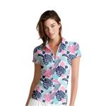 Hawaiian Plants Women's Golf Polo Shirts Short Sleeve V Neck Casual Collared Quarter Zip Pickleball Shirts Golf Outfits Medium