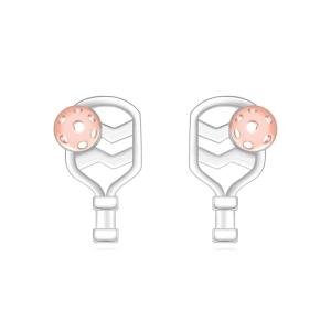 Pickleball Stud Earrings for Women - 925 Sterling Silver Sports Jewelry Pickle Ball Accessories Team Coach Gifts for Fans Valentines Easter Thanksgiving Day