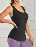 PINSPARK Yoga Tops Woman Sleeveless Athletic Tops Running Workout Tank Top Loose Fit Pickleball Shirts Summer Casual M Black/Light Blue