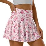 Jrysaedy Womens Valentine's Day Athletic Skorts Flowy A Line Tennis Golf Skirts for Women with Pockets High Waisted Pickleball Running Mini Skirts, Balloon Love Heart