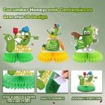 Cartoon Pickle Birthday Decorations Pickle Party Decorations Include Happy Birthday Banner Cake Toppers Honeycombs Tablecloth Balloons Pickleball Decor for Cucumber Theme Party Supplies