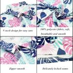 Hawaiian Plants Women's Golf Polo Shirts Short Sleeve V Neck Casual Collared Quarter Zip Pickleball Shirts Golf Outfits Medium