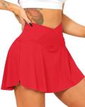 Navneet Women Tennis Skirts with Pockets High Waisted Golf Skirts Athletic Skorts Pleated Mini Skirt Workout Sport Pickleball, Red, S