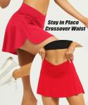 Navneet Women Tennis Skirts with Pockets High Waisted Golf Skirts Athletic Skorts Pleated Mini Skirt Workout Sport Pickleball, Red, S
