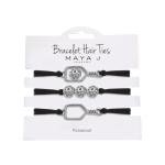 Maya J Bracelet Hair Ties White Pickleball with Black Elastics, Set of 3