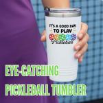 Onebttl Pickleball Gifts, Good Day to Play Pickleball, Insulated 20oz Stainless Steel Travel Tumbler with Lid