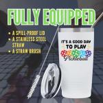 Onebttl Pickleball Gifts, Good Day to Play Pickleball, Insulated 20oz Stainless Steel Travel Tumbler with Lid