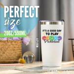 Onebttl Pickleball Gifts, Good Day to Play Pickleball, Insulated 20oz Stainless Steel Travel Tumbler with Lid