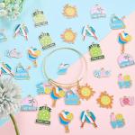 COGCHARGER 40Pcs 10 Style Pickleball Charms for Keychain Making Bulk Sun Paddle Sports Cap Backpack Charms Alloy Enamel Pendants for Jewelry Bracelet Necklace Earring DIY Supplies