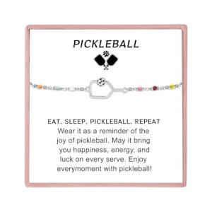 Gold/Silver Pickleball Bracelets for Women Adjustable Colourful Chain Pickleball Bracelet Gifts for Pickleball Lovers Sport (Pickleball Bracelet Silver)