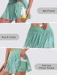 Ibeauti Tennis Skirts for Women Pleated High Waisted Flowy Golf Skirt Athletic Skorts Mini Mesh Pickleball Skirt with Pockets (US, Alpha, Medium, Regular, Regular, Green)