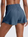 CRZ YOGA Ruffle Skirt Overlay Athletic Shorts for Women - High Waisted Flowy for Workout Running Tennis with Zip Pocket Stelindigo Medium
