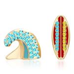 BONJOULRY Rhinestone Earrings for Women,Football ,Surfing,Tennis Ball,Pickleball,Golf,Basketball Sports Stud Earrings Trendy Dainty Gold Y2K earring Jewelry for Mom Mama Lucky Charm Game Day Rugby (Surfing)