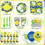 Pickleball Birthday Party Decorations, Pickleball Happy Birthday Backdrop, Cake Toppers, Tableware, Tablecloth and Balloons for Pickleball Themed Party Supplies, Serves 20